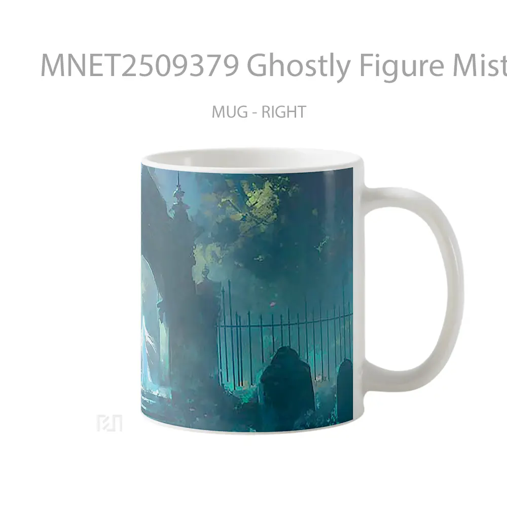 Ghostly Figure Misty Cemetery Mug MNET2509379
