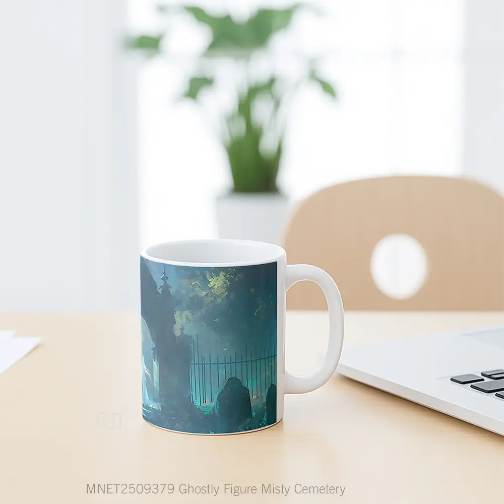Ghostly Figure Misty Cemetery Mug MNET2509379 - All-side / Desain