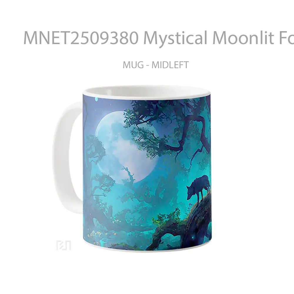 Mystical Moonlit Forest Wolf Mug MNET2509380 - All-side / Desain