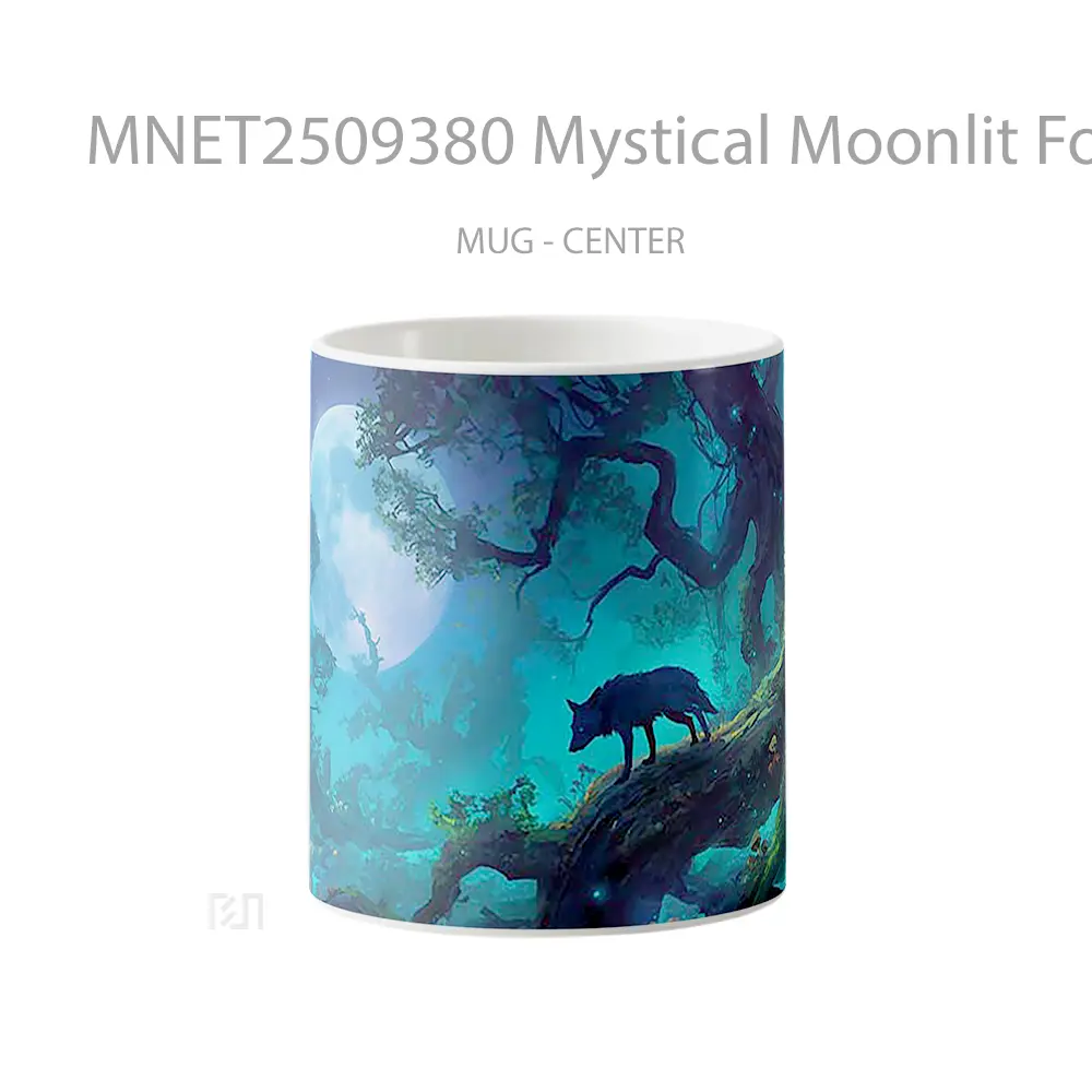 Mystical Moonlit Forest Wolf Mug MNET2509380 - All-side / Desain