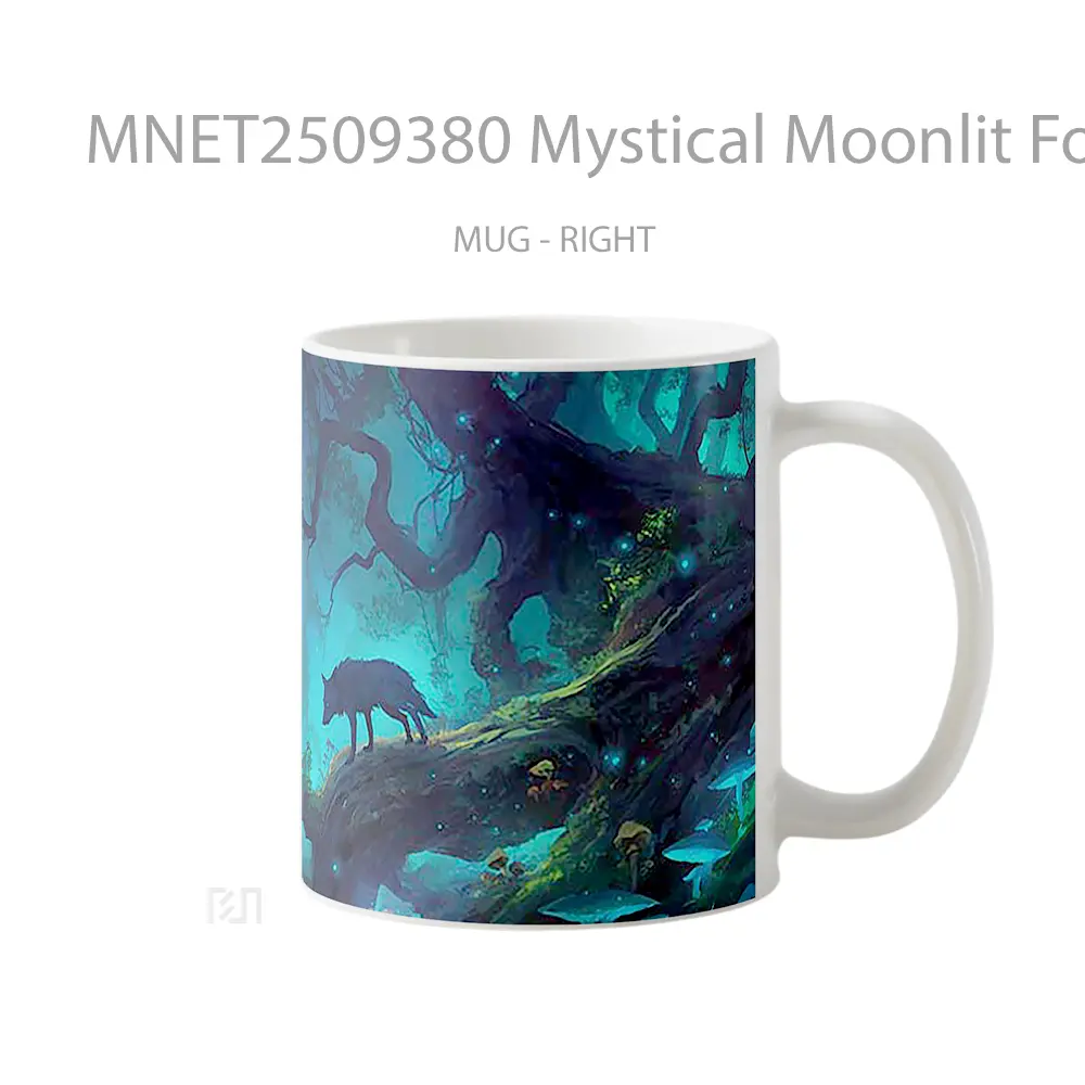 Mystical Moonlit Forest Wolf Mug MNET2509380