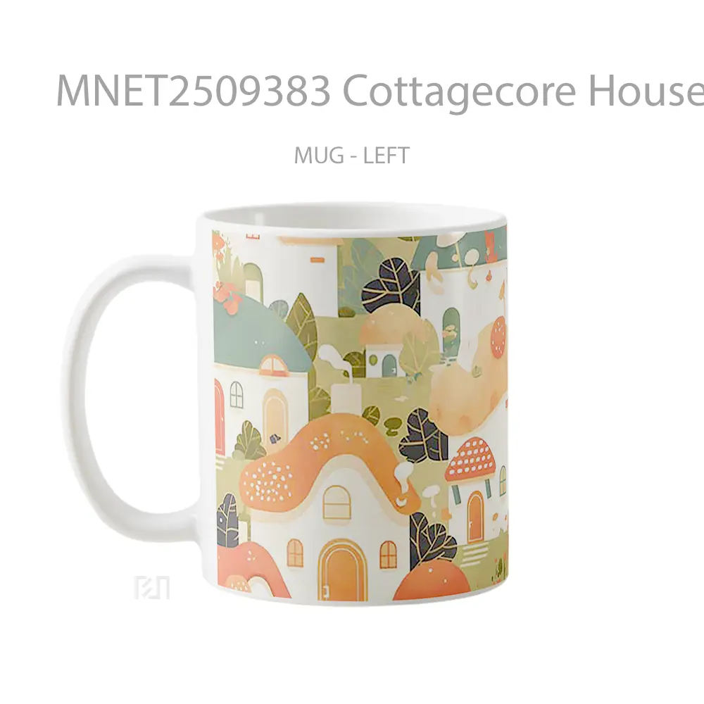 Cottagecore Houses Pattern Mug MNET2509383 - All-side / Desain