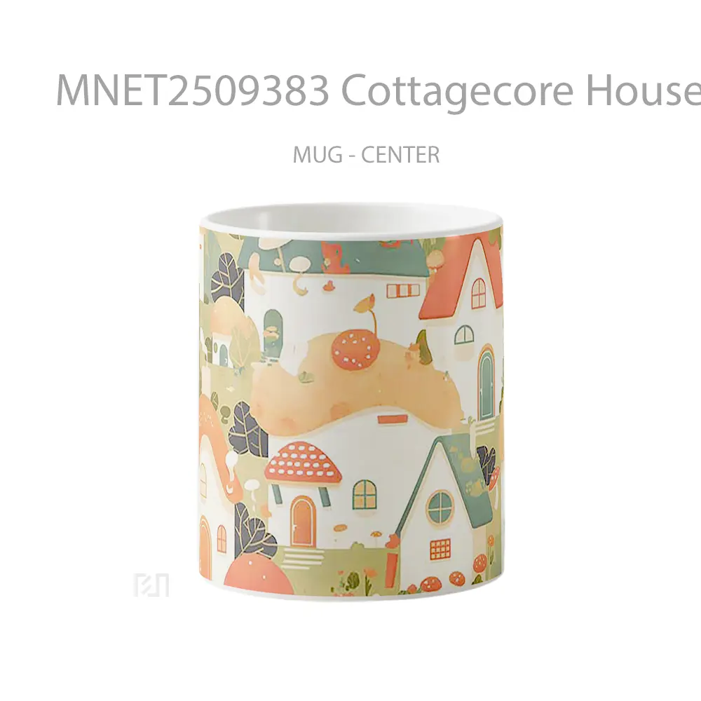 Cottagecore Houses Pattern Mug MNET2509383 - All-side / Desain