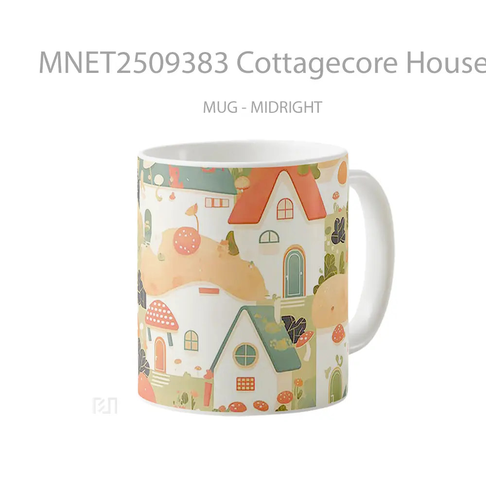 Cottagecore Houses Pattern Mug MNET2509383 - All-side / Desain