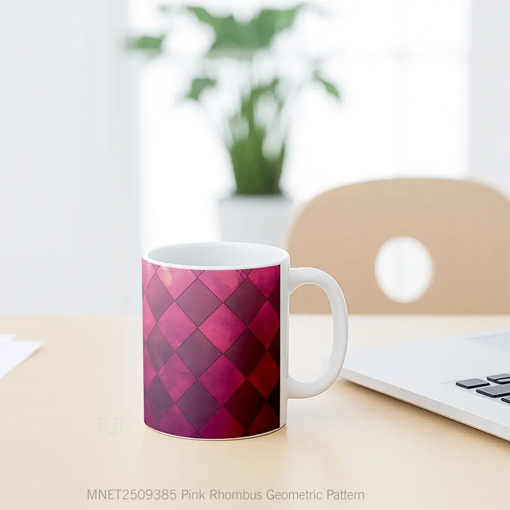 Pink Rhombus Geometric Pattern Mug MNET2509385 - All-side / Desain