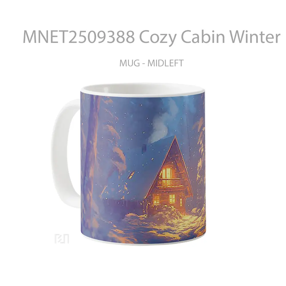 Cozy Cabin Winter Forest Mug MNET2509388 - All-side / Desain