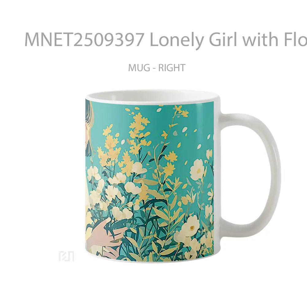Lonely Girl With Flowers Mug MNET2509397