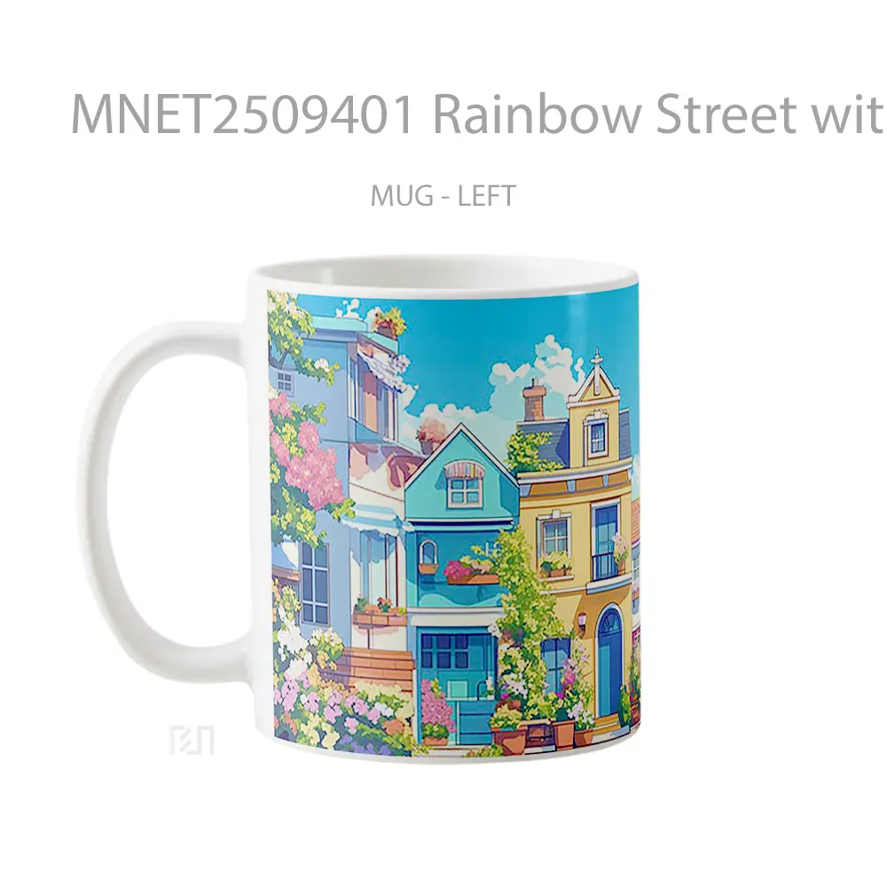 Rainbow Street With Flowers Mug MNET2509401 - All-side / Desain