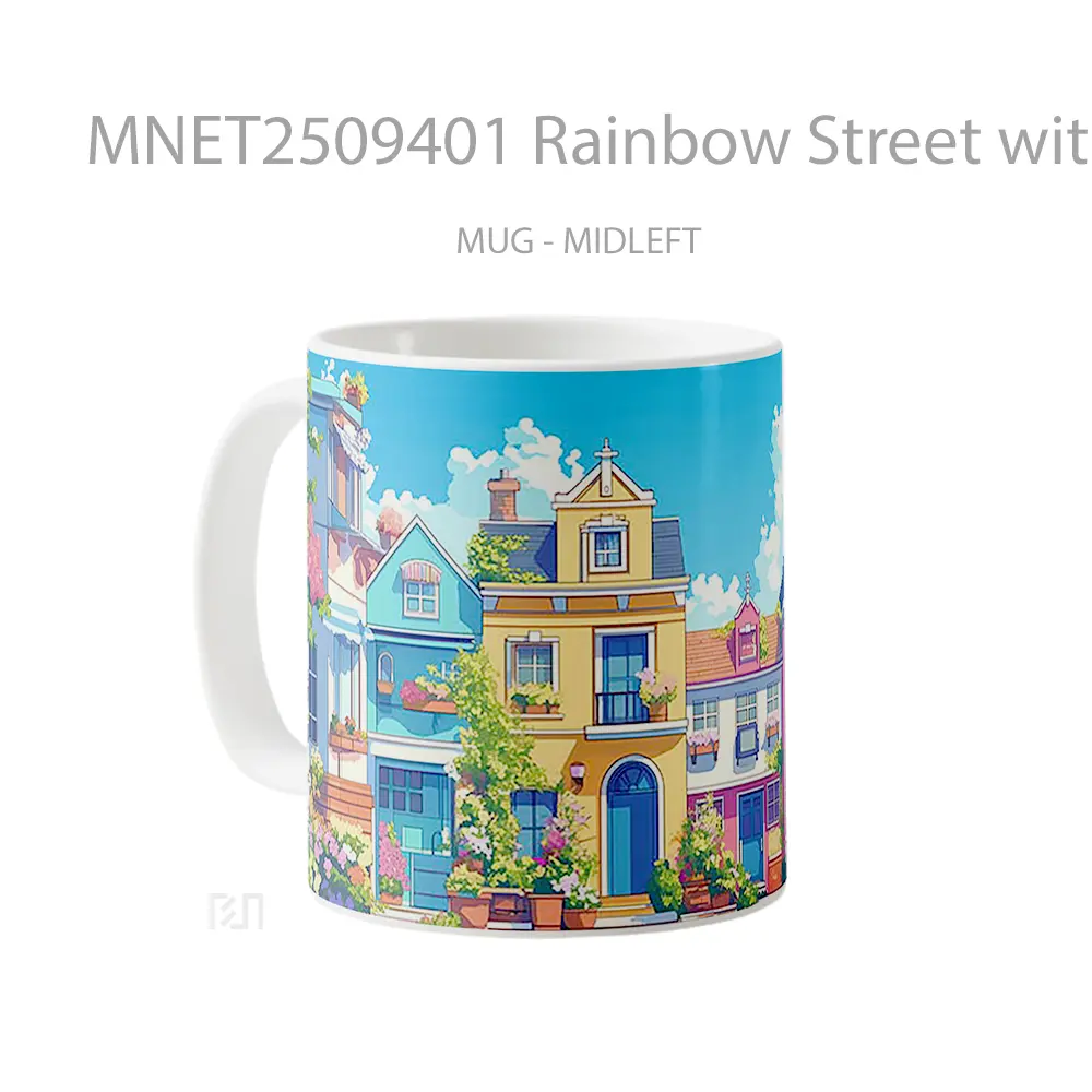 Rainbow Street With Flowers Mug MNET2509401 - All-side / Desain