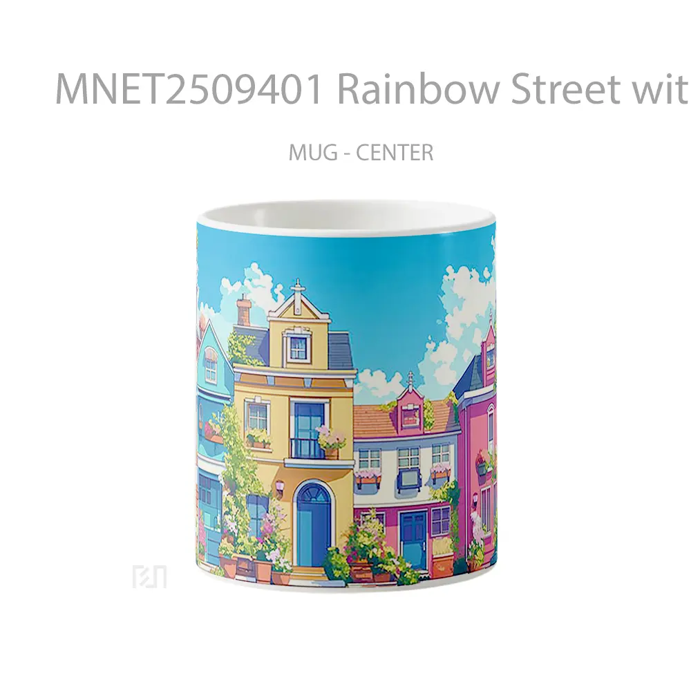 Rainbow Street With Flowers Mug MNET2509401 - All-side / Desain