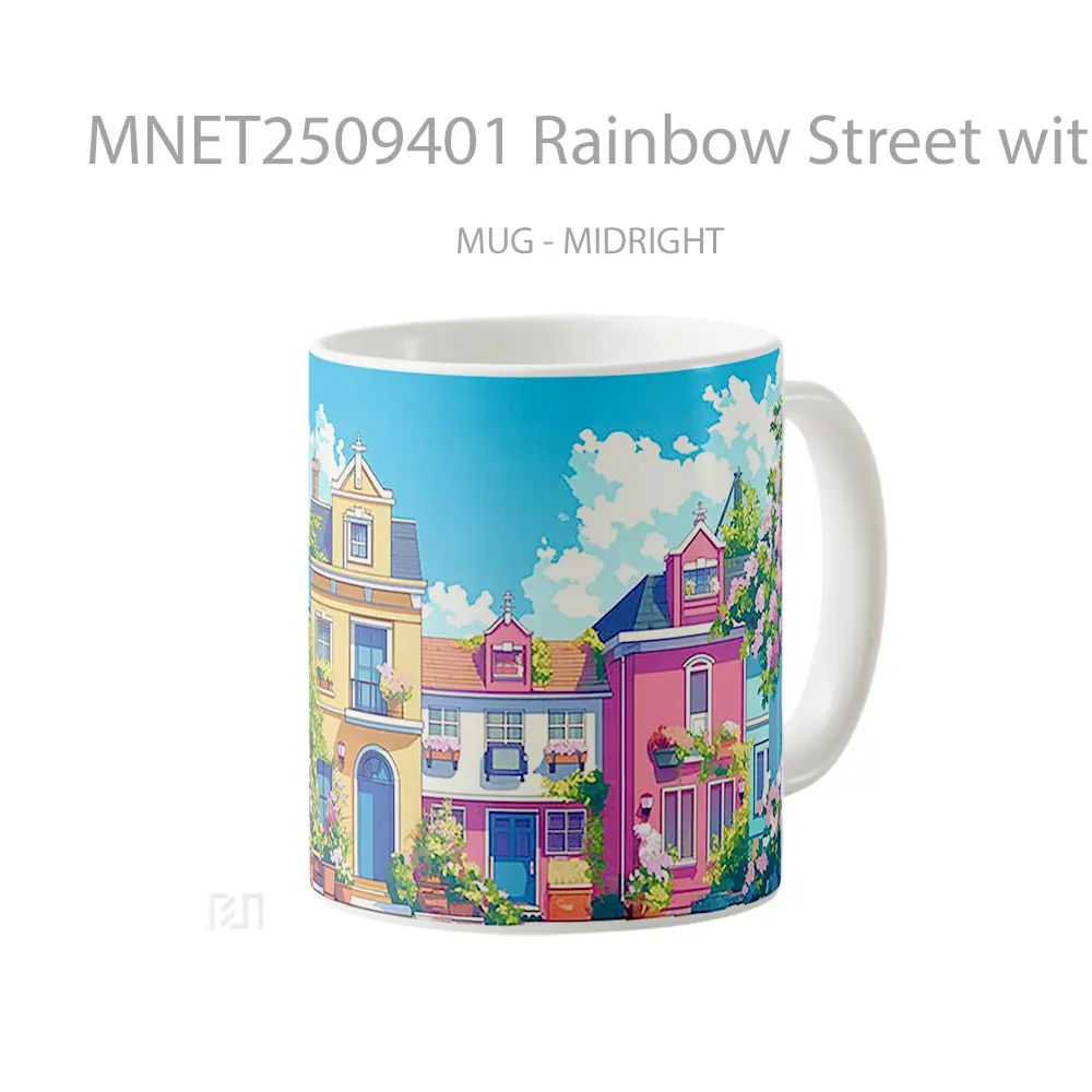 Rainbow Street With Flowers Mug MNET2509401 - All-side / Desain