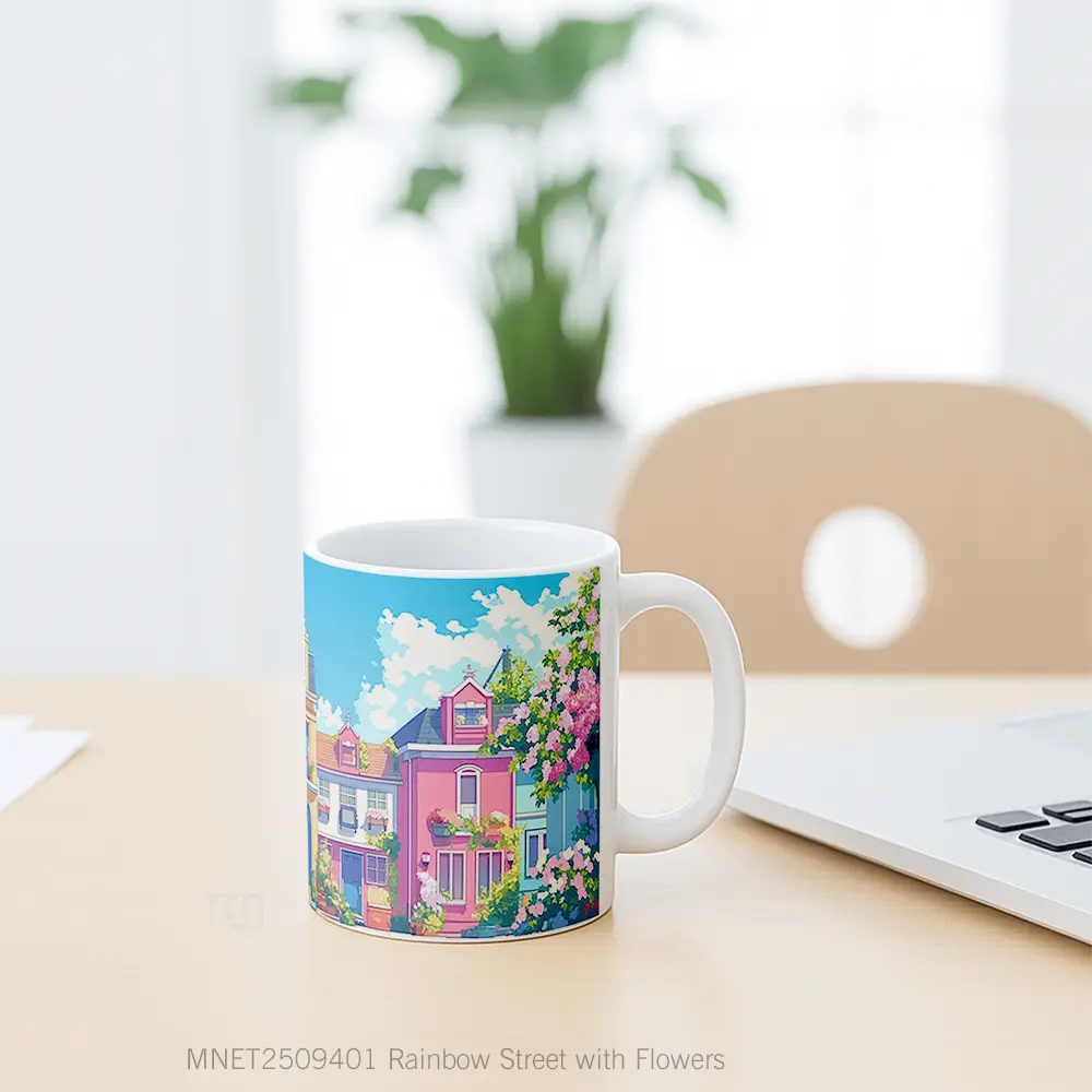 Rainbow Street With Flowers Mug MNET2509401 - All-side / Desain
