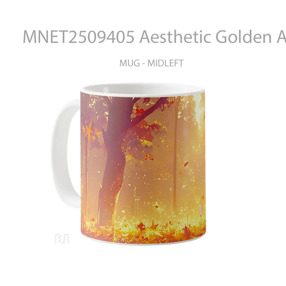 Aesthetic Golden Autumn Forest Mug MNET2509405 - All-side / Desain