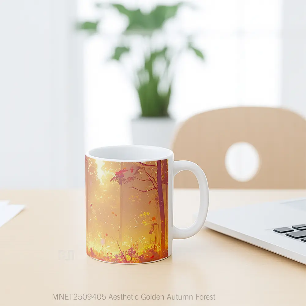 Aesthetic Golden Autumn Forest Mug MNET2509405 - All-side / Desain