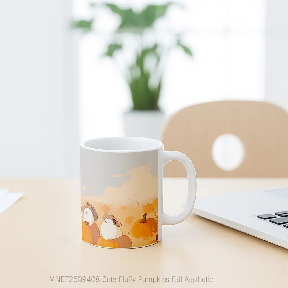 Cute Fluffy Pumpkins Fall Aesthetic Mug MNET2509408 - All-side / Desain
