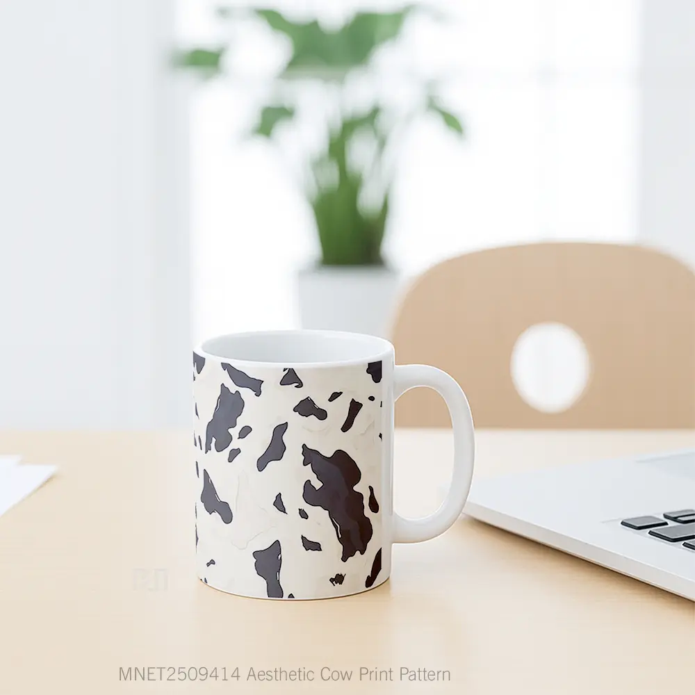 Aesthetic Cow Print Pattern Mug MNET2509414 - All-side / Desain