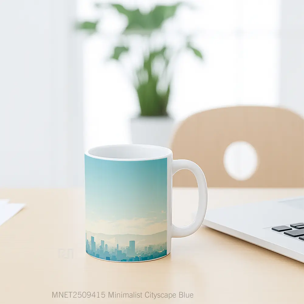 Minimalist Cityscape Blue Mug MNET2509415 - All-side / Desain
