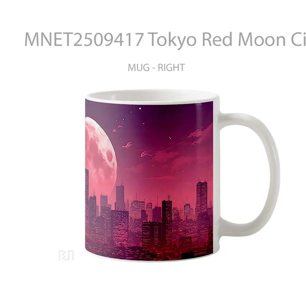 Tokyo Red Moon Cityscape Mug MNET2509417