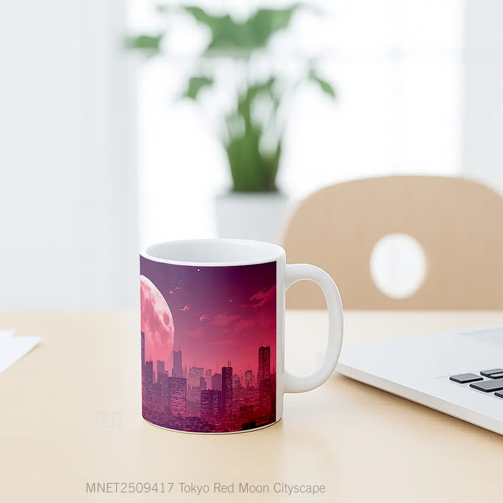 Tokyo Red Moon Cityscape Mug MNET2509417 - All-side / Desain