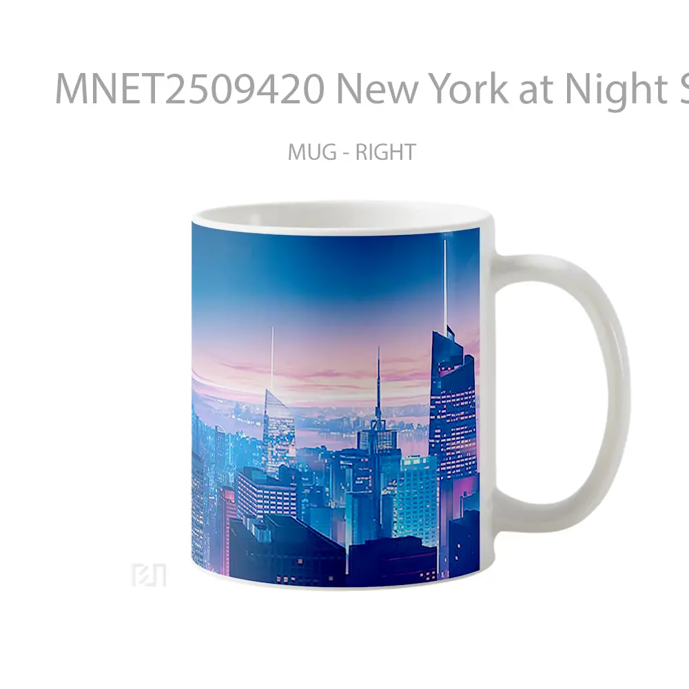 New York At Night Skyline Mug MNET2509420