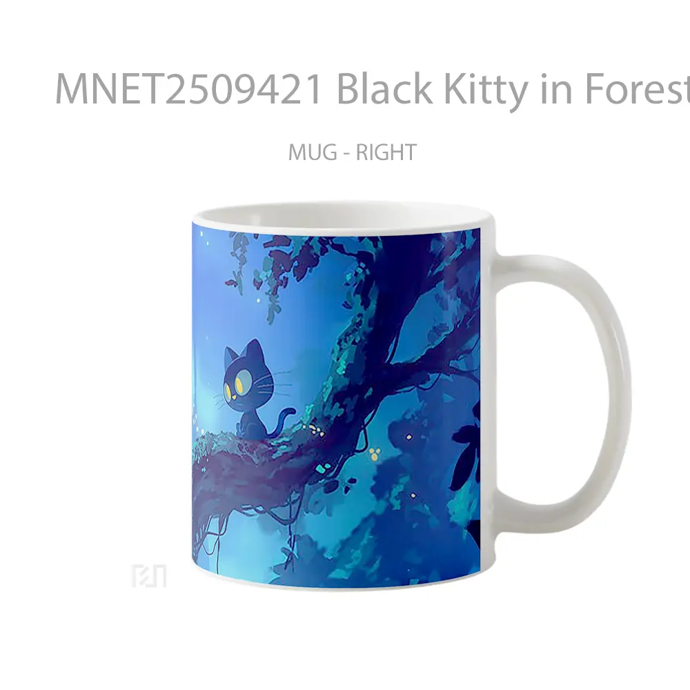 Black Kitty In Forest Night Mug MNET2509421