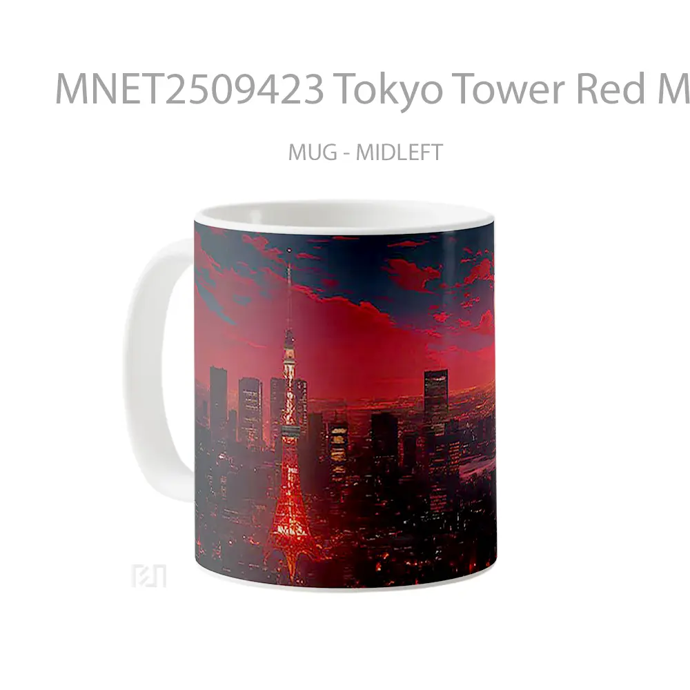 Tokyo Tower Red Moon Cityscape Mug MNET2509423 - All-side / Desain