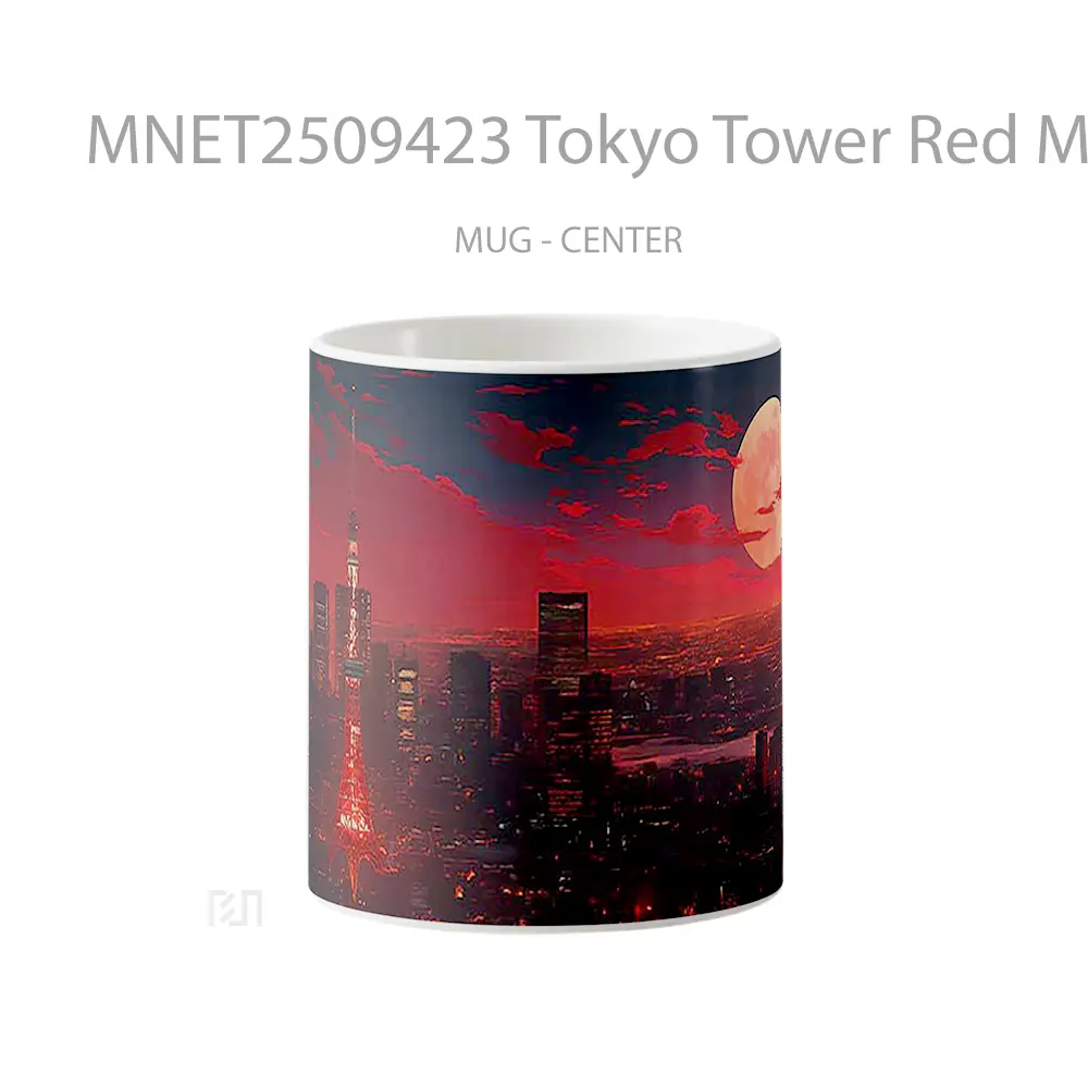 Tokyo Tower Red Moon Cityscape Mug MNET2509423 - All-side / Desain