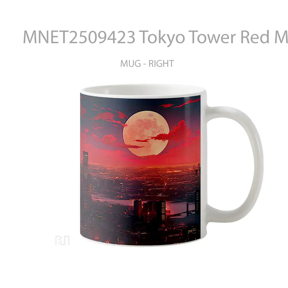 Tokyo Tower Red Moon Cityscape Mug MNET2509423
