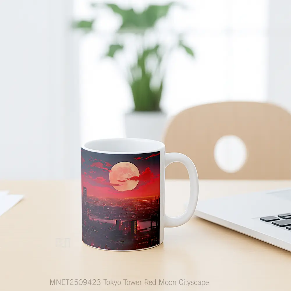 Tokyo Tower Red Moon Cityscape Mug MNET2509423 - All-side / Desain