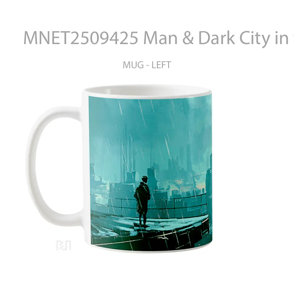 Man & Dark City In The Rain Gif Mug MNET2509425 - All-side / Desain