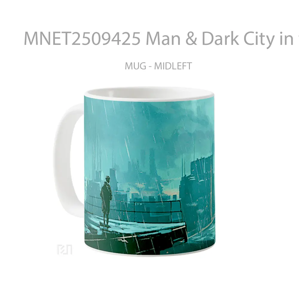 Man & Dark City In The Rain Gif Mug MNET2509425 - All-side / Desain