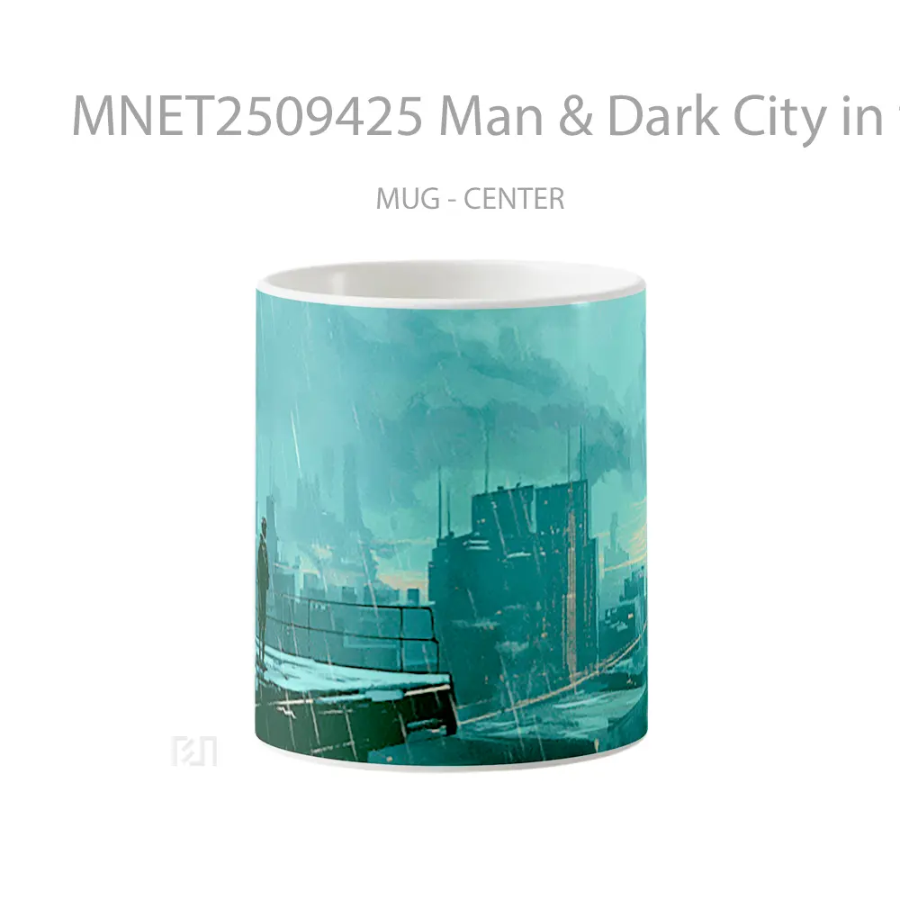 Man & Dark City In The Rain Gif Mug MNET2509425 - All-side / Desain