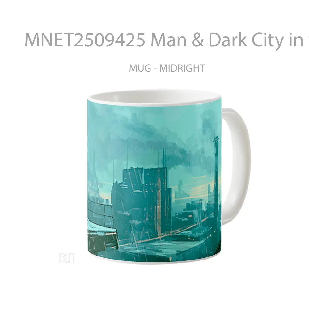 Man & Dark City In The Rain Gif Mug MNET2509425 - All-side / Desain