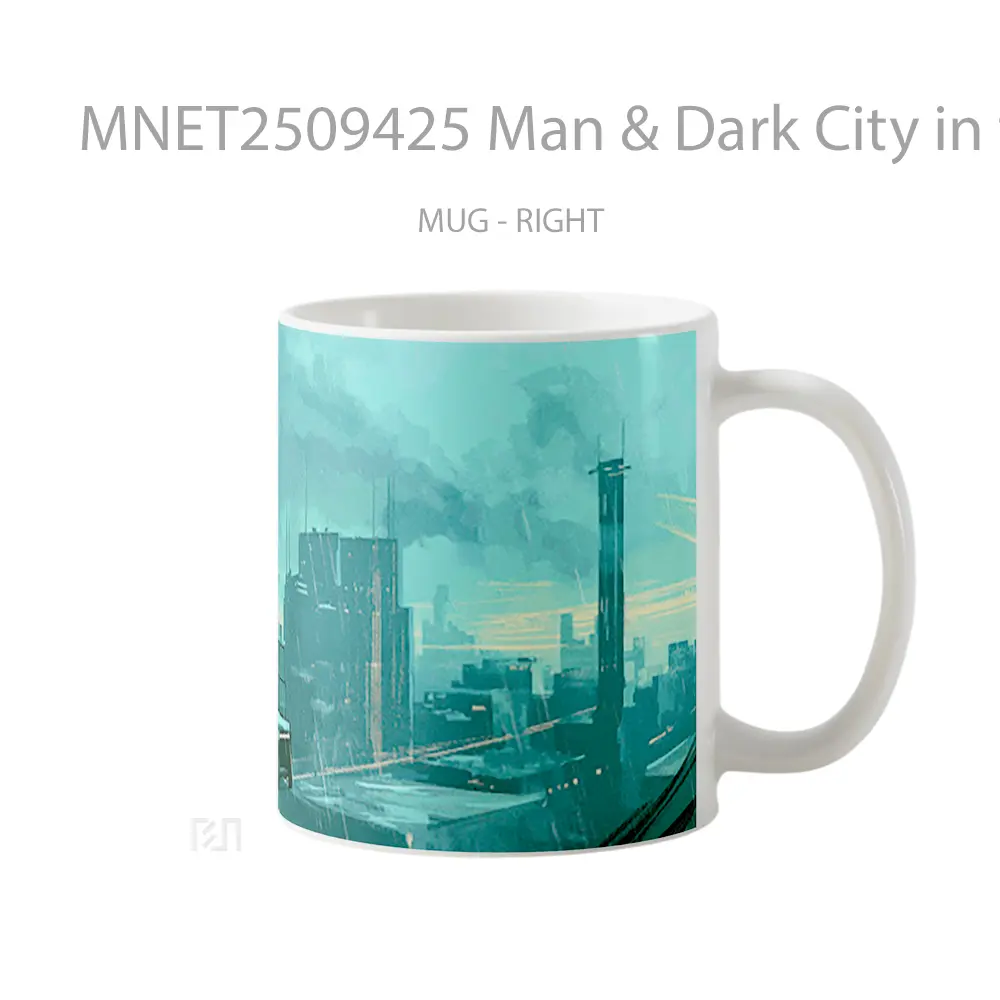 Man & Dark City In The Rain Gif Mug MNET2509425