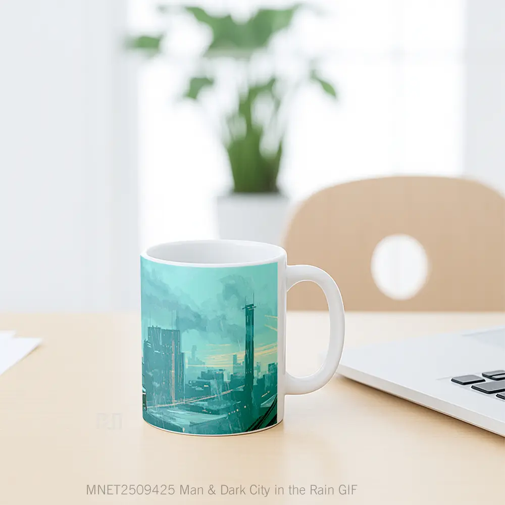 Man & Dark City In The Rain Gif Mug MNET2509425 - All-side / Desain