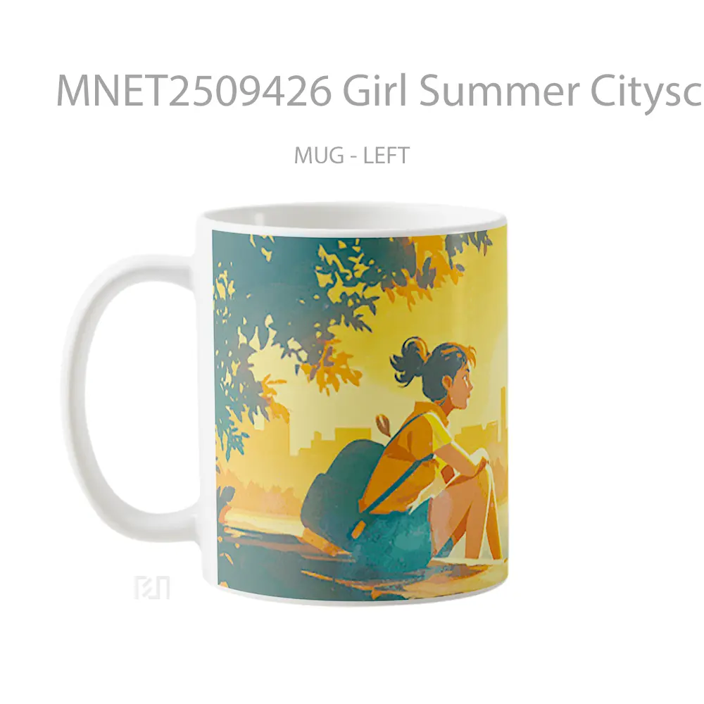 Girl Summer Cityscape Gif Mug MNET2509426 - All-side / Desain