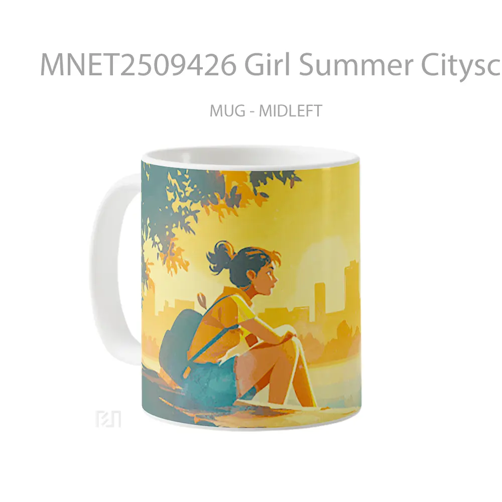 Girl Summer Cityscape Gif Mug MNET2509426 - All-side / Desain