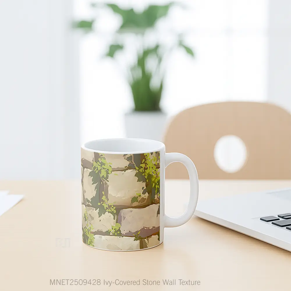 Ivy Covered Stone Wall Texture Mug MNET2509428 - All-side / Desain