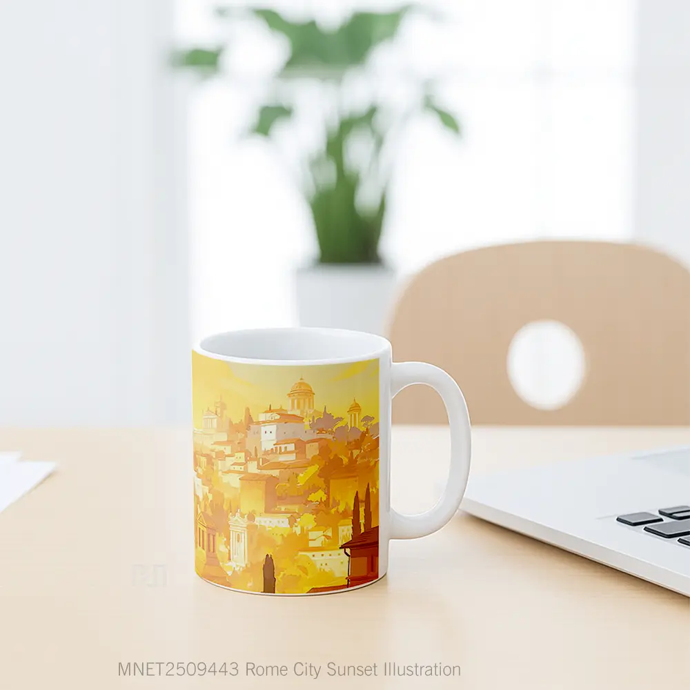 Rome City Sunset Illustration Mug MNET2509443 - All-side / Desain
