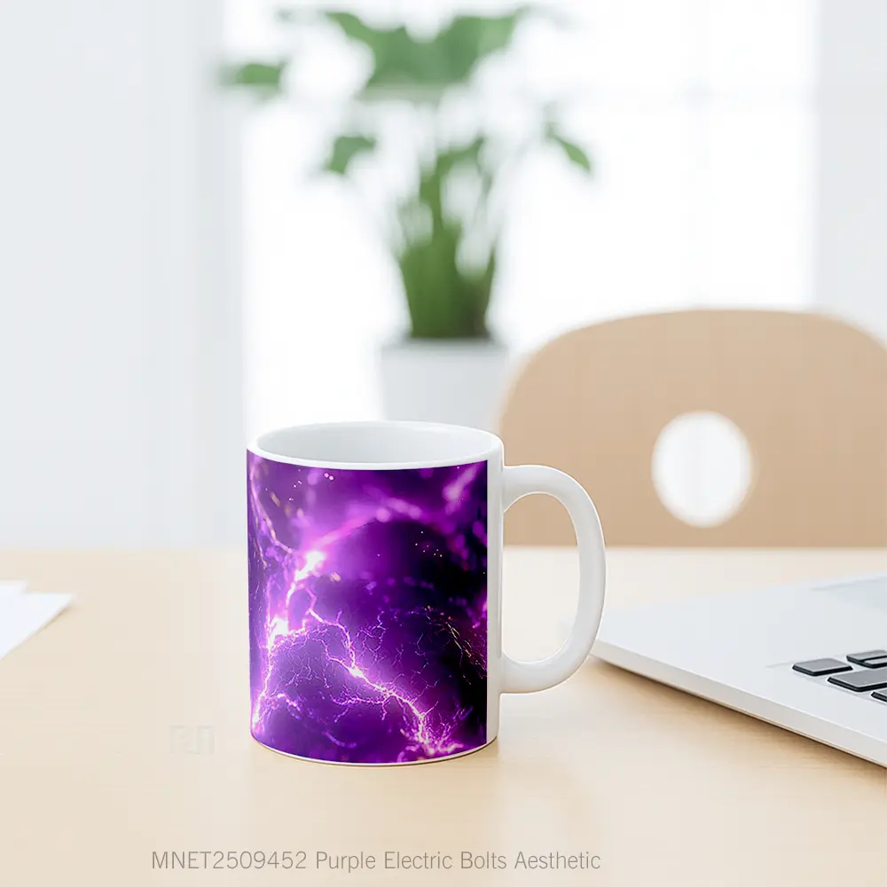 Purple Electric Bolts Aesthetic Mug MNET2509452 - All-side / Desain