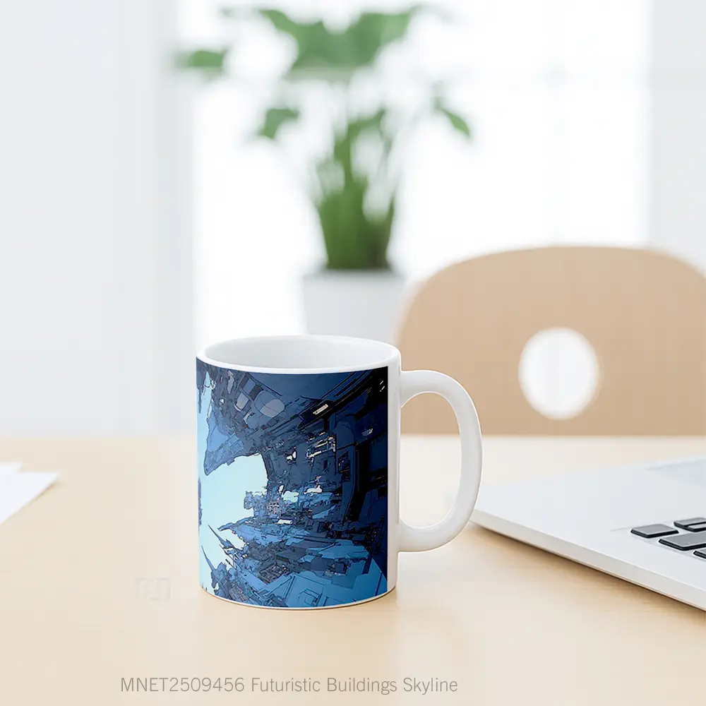 Futuristic Buildings Skyline Mug MNET2509456 - All-side / Desain