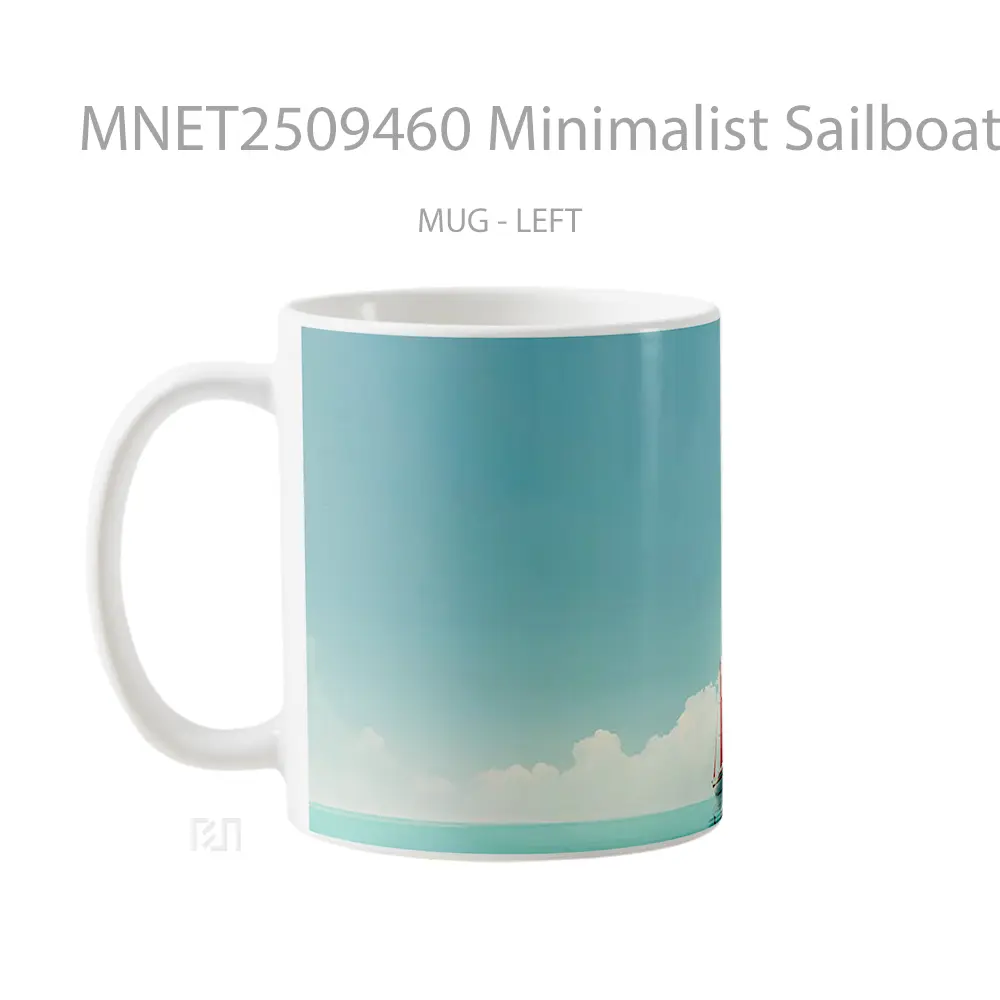Minimalist Sailboat Ocean View Mug MNET2509460 - All-side / Desain