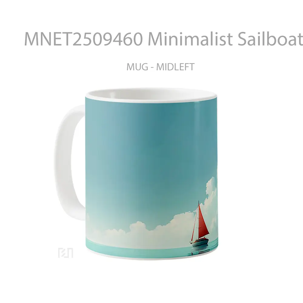 Minimalist Sailboat Ocean View Mug MNET2509460 - All-side / Desain