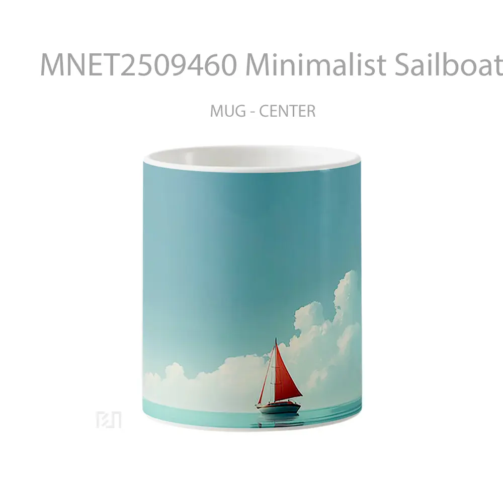 Minimalist Sailboat Ocean View Mug MNET2509460 - All-side / Desain