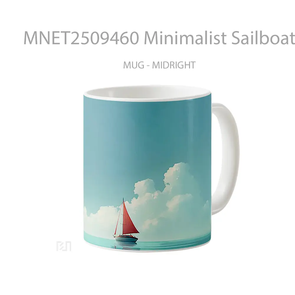 Minimalist Sailboat Ocean View Mug MNET2509460 - All-side / Desain