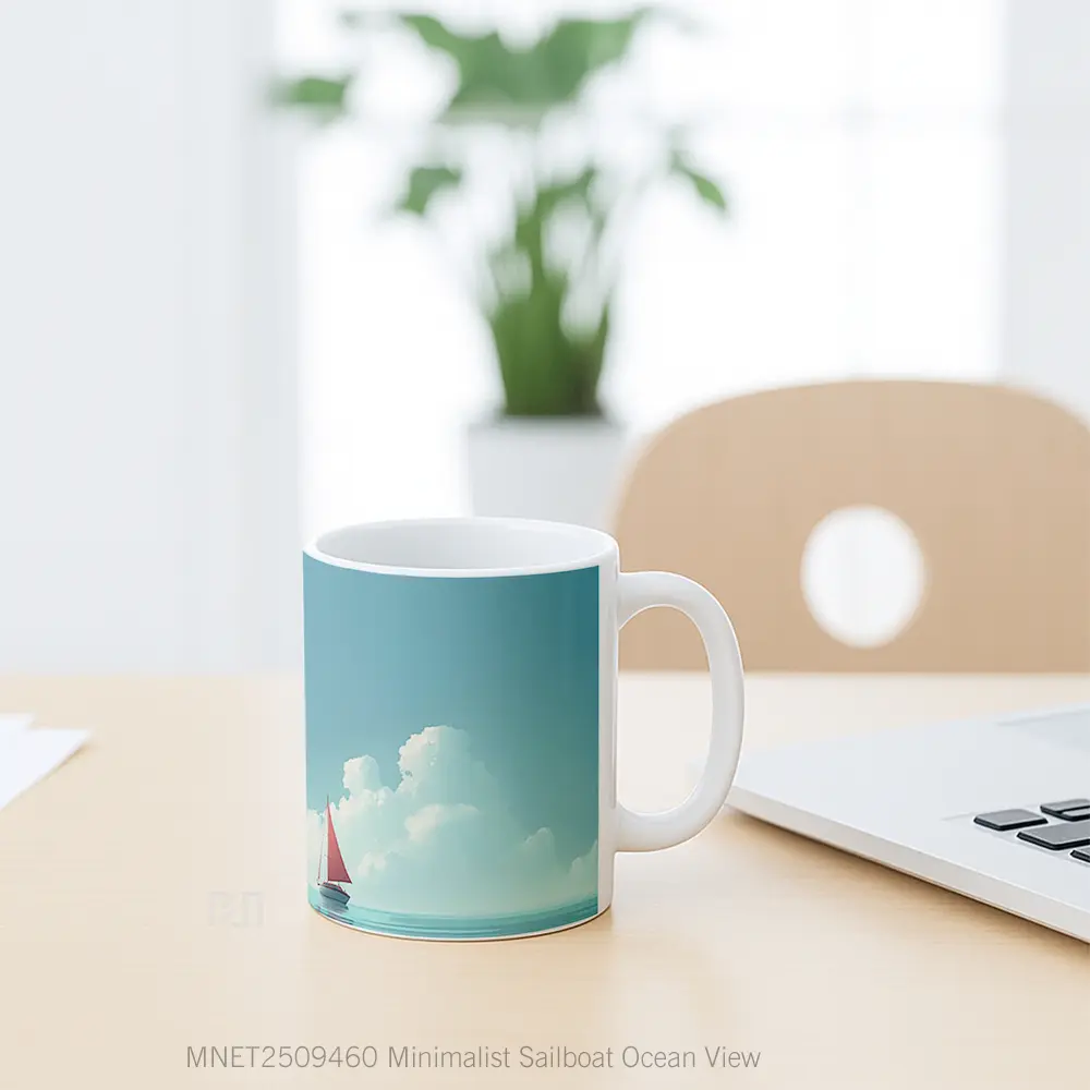 Minimalist Sailboat Ocean View Mug MNET2509460 - All-side / Desain