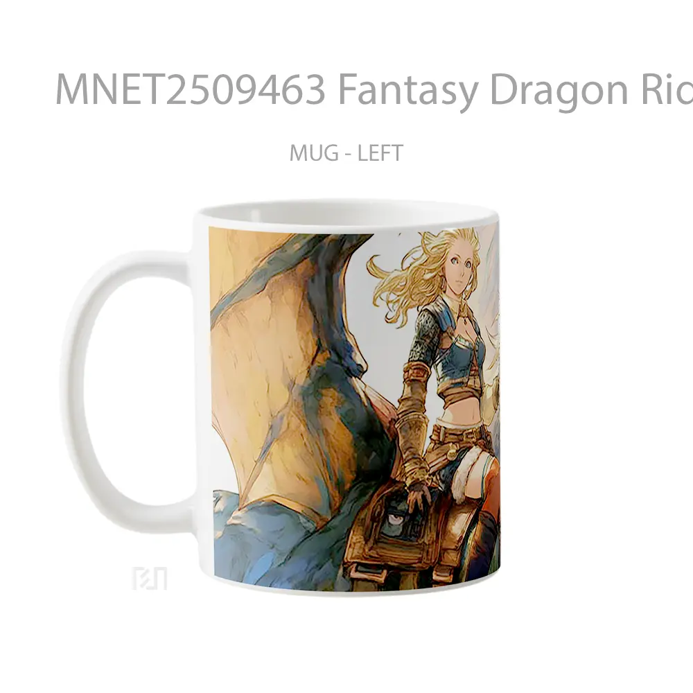 Fantasy Dragon Rider Illustration Epic Fantasy Art Mug MNET2509463 - All-side / Desain