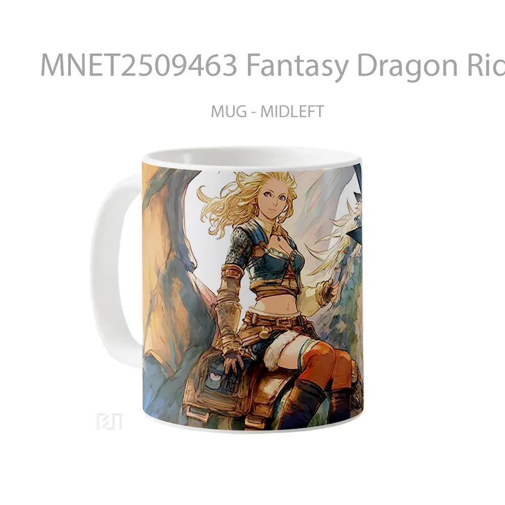 Fantasy Dragon Rider Illustration Epic Fantasy Art Mug MNET2509463 - All-side / Desain