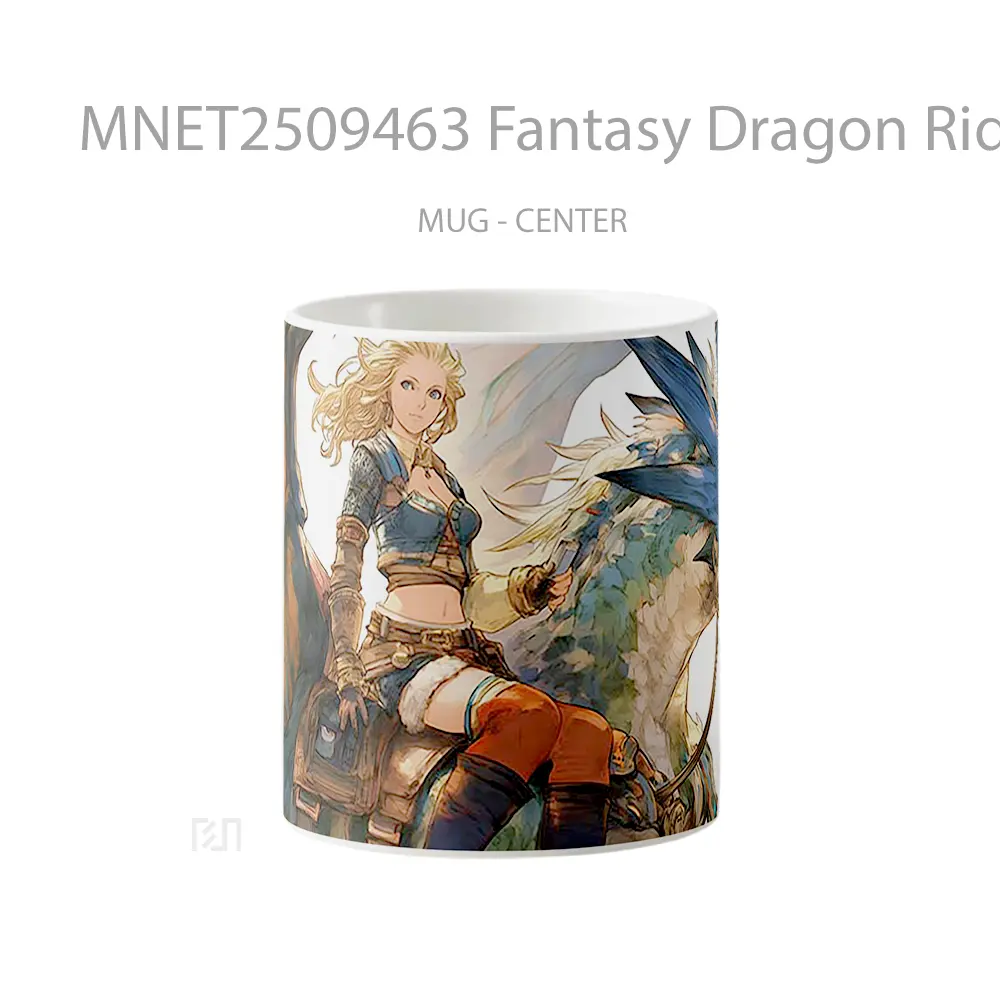 Fantasy Dragon Rider Illustration Epic Fantasy Art Mug MNET2509463 - All-side / Desain