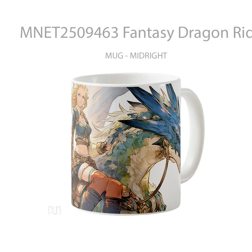 Fantasy Dragon Rider Illustration Epic Fantasy Art Mug MNET2509463 - All-side / Desain